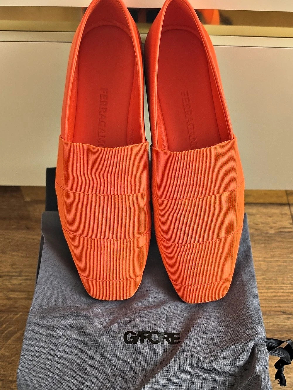 Ferragamo Orange Loafers NWT 6 1/2